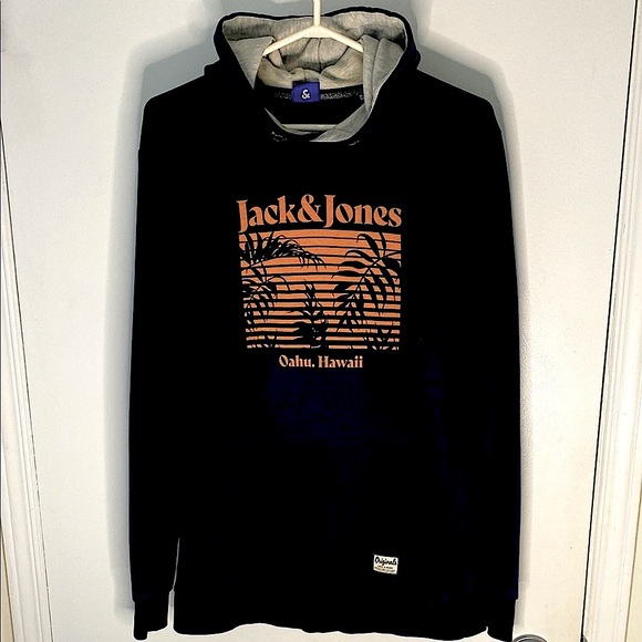 Jack & Jones OAHU, Graphic Hawaii Navy Sweatshirt hoodie Size Medium - Picture 2 of 13